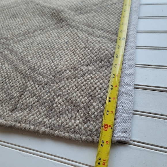 Geometric Reversible Rug Wool Hand-Woven Natural Baige Tan Carpet 56"×33"Excel - Picture 8 of 9